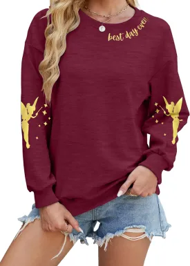 MYHALF Magical Shirt for Women Magic Kingdom Sweatshirt Best Day Long Sleeve Shirts Family Vacation Pullover Tops