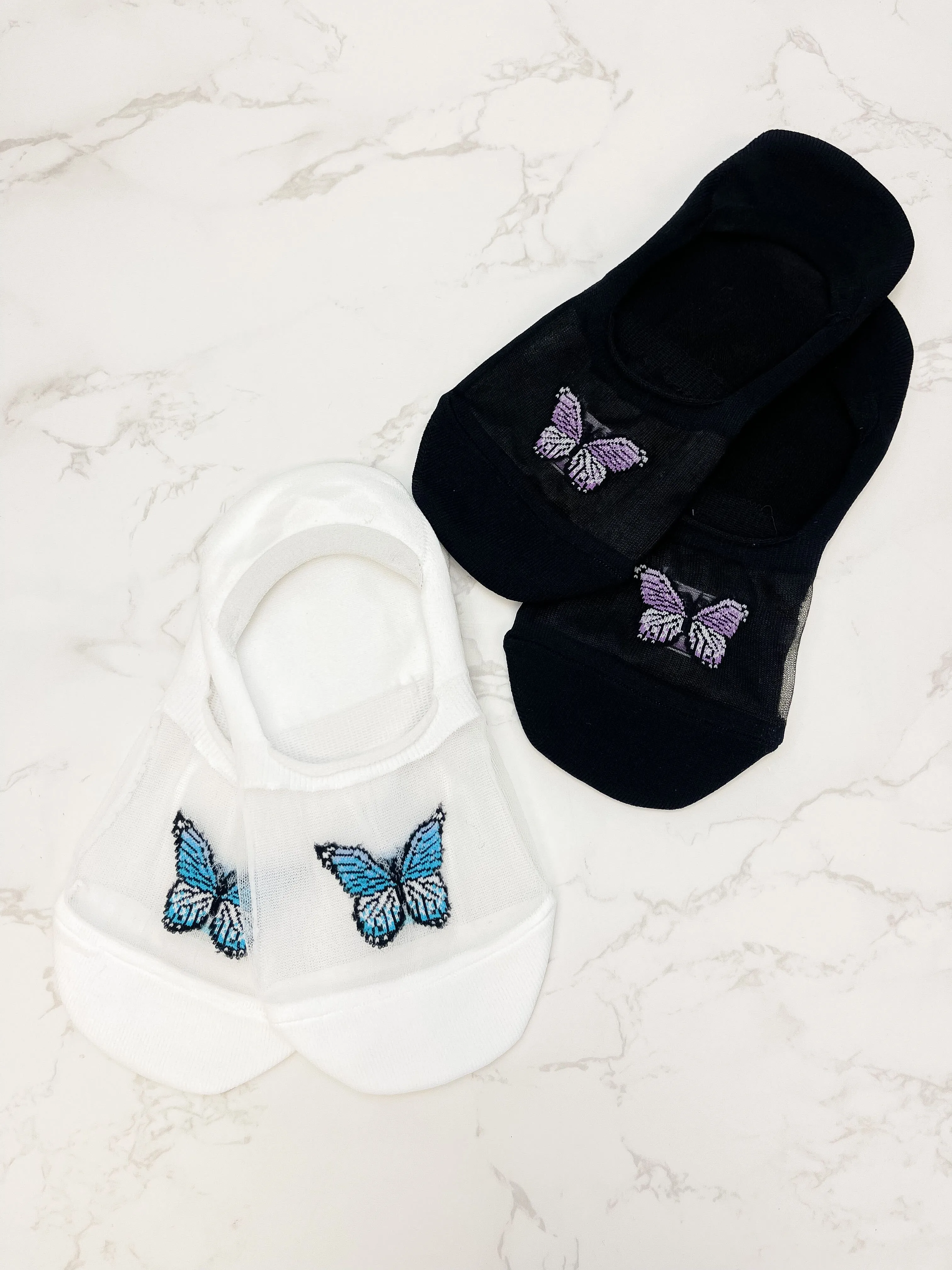 No Show Butterfly Socks - Black