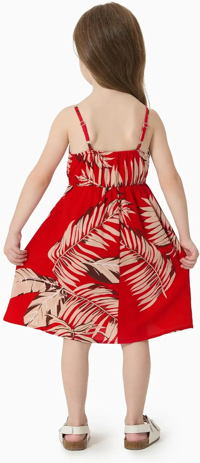 PATPAT Family Matching Outfits Mommy and Me Dresses Hawaiian Tropical Vacation Beach Spaghetti Strap Dress and Shirt