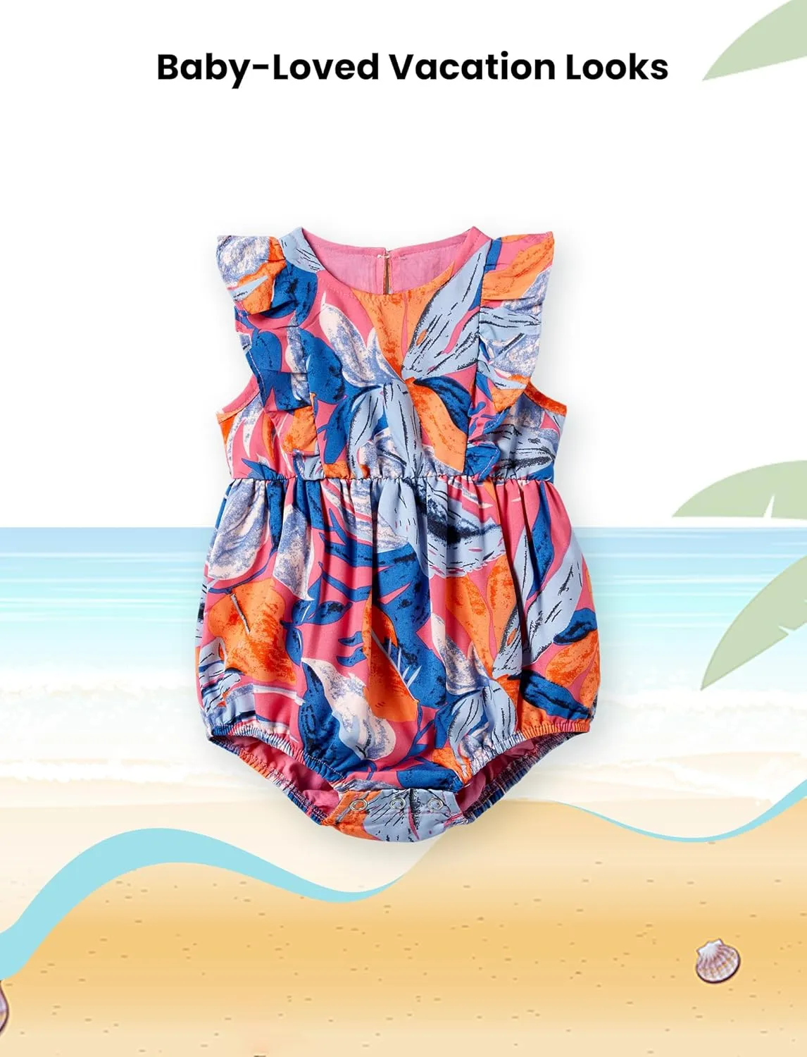 PATPAT Family Matching Outfits Mommy and Me Dresses Hawaiian Tropical Vacation Beach Spaghetti Strap Dress and Shirt