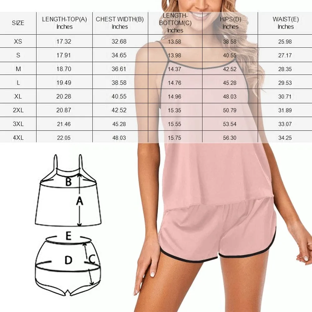 Personalised Ladies Pajamas Sexy Red Lips Sleepwear Custom Women's Sexy Cami Pajama Set Honeymoon Anniversary Gift