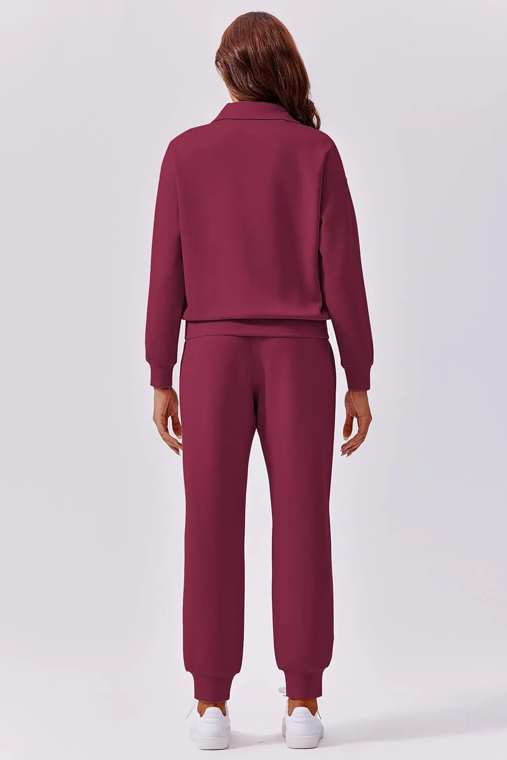 PINSPARK 2 Piece Sets for Women 2024 Fall Travel Outfits Long Sleeve Tracksuit Joggers Sets Half Zip Sweatsuit Matching Set