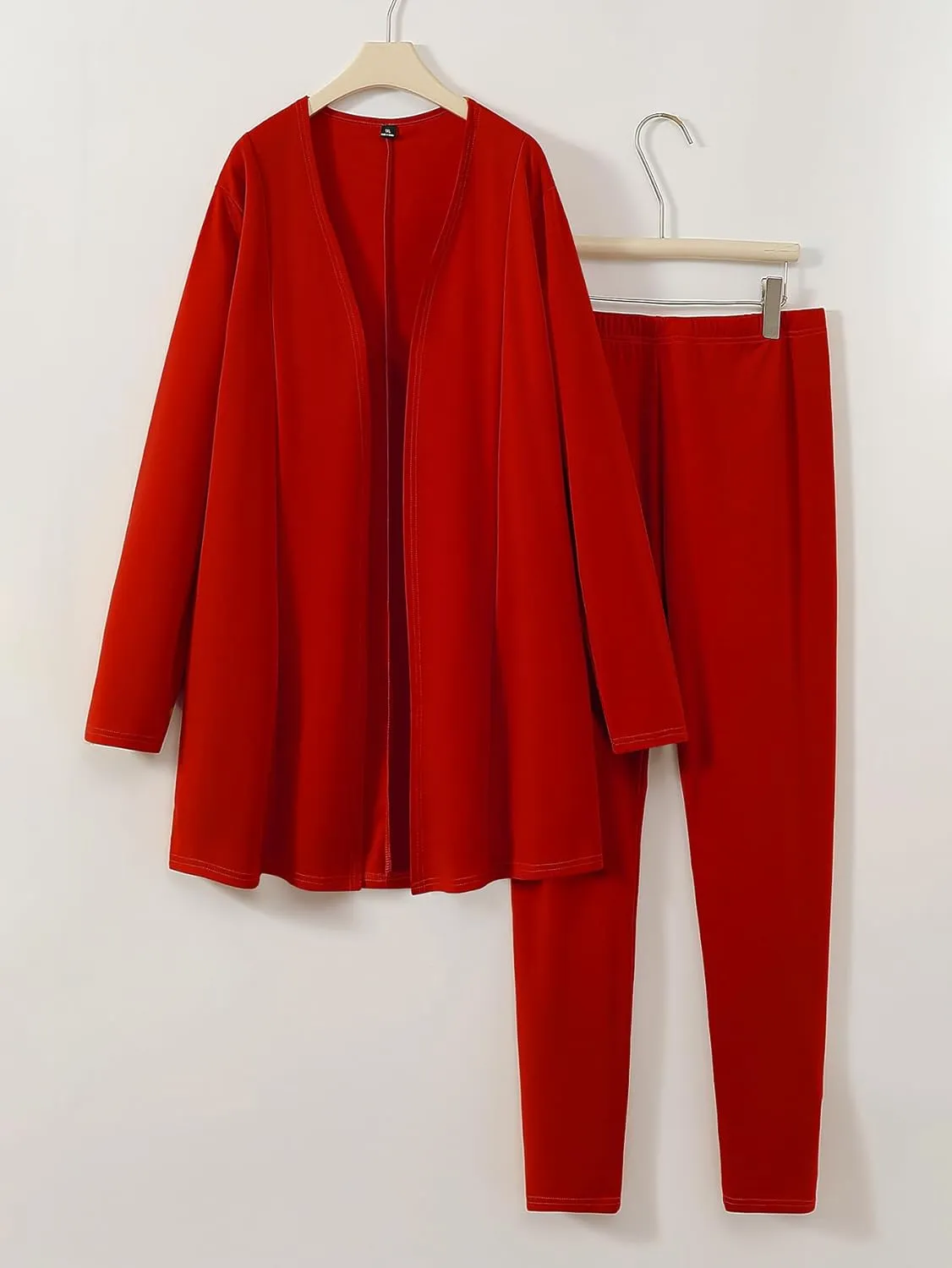 Plus Size Casual Work Pants Suit Set Cropped Jacket Fitted Trousers