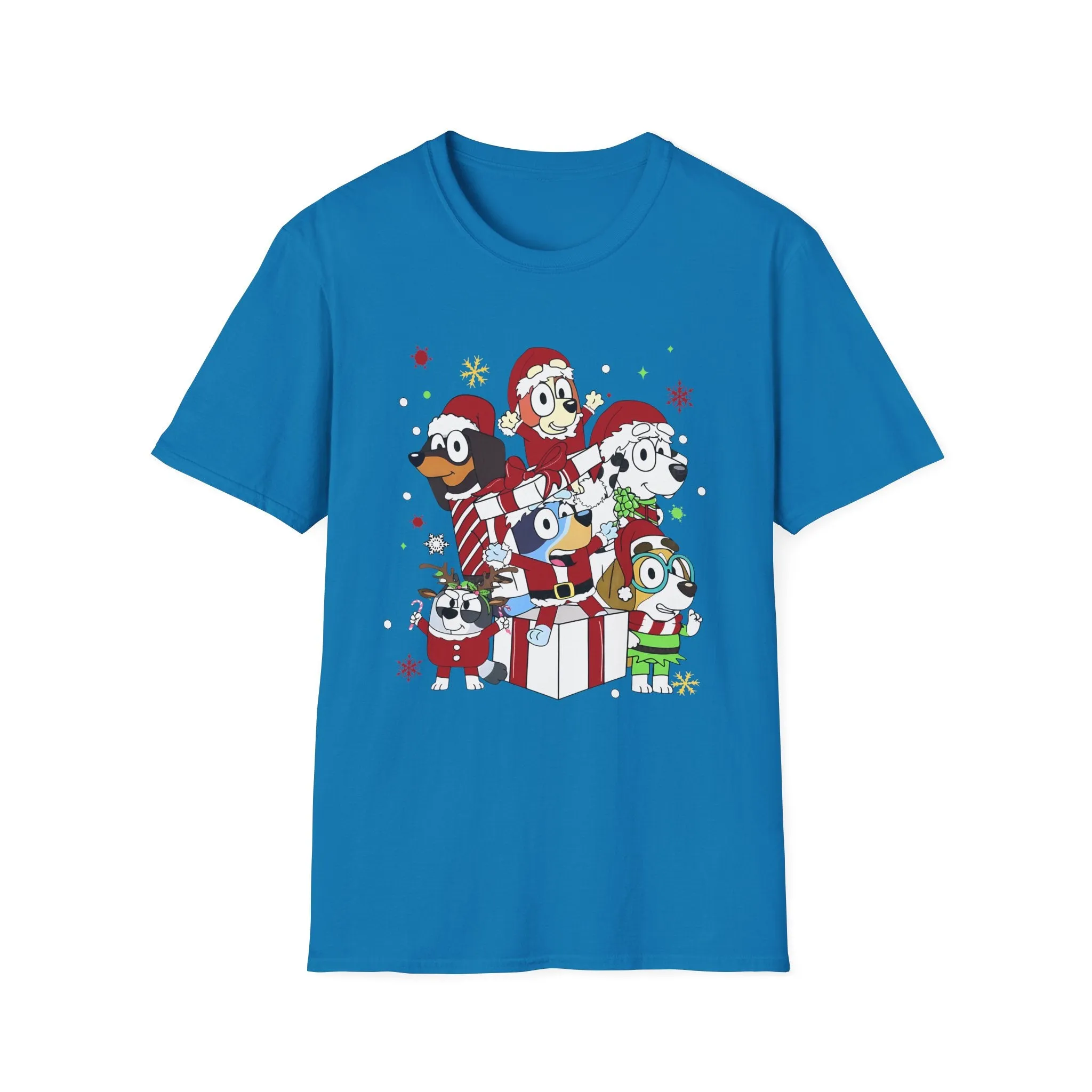 Princess Grace Festive Holiday Dogs T-Shirt - Unisex Softstyle Christmas Tee