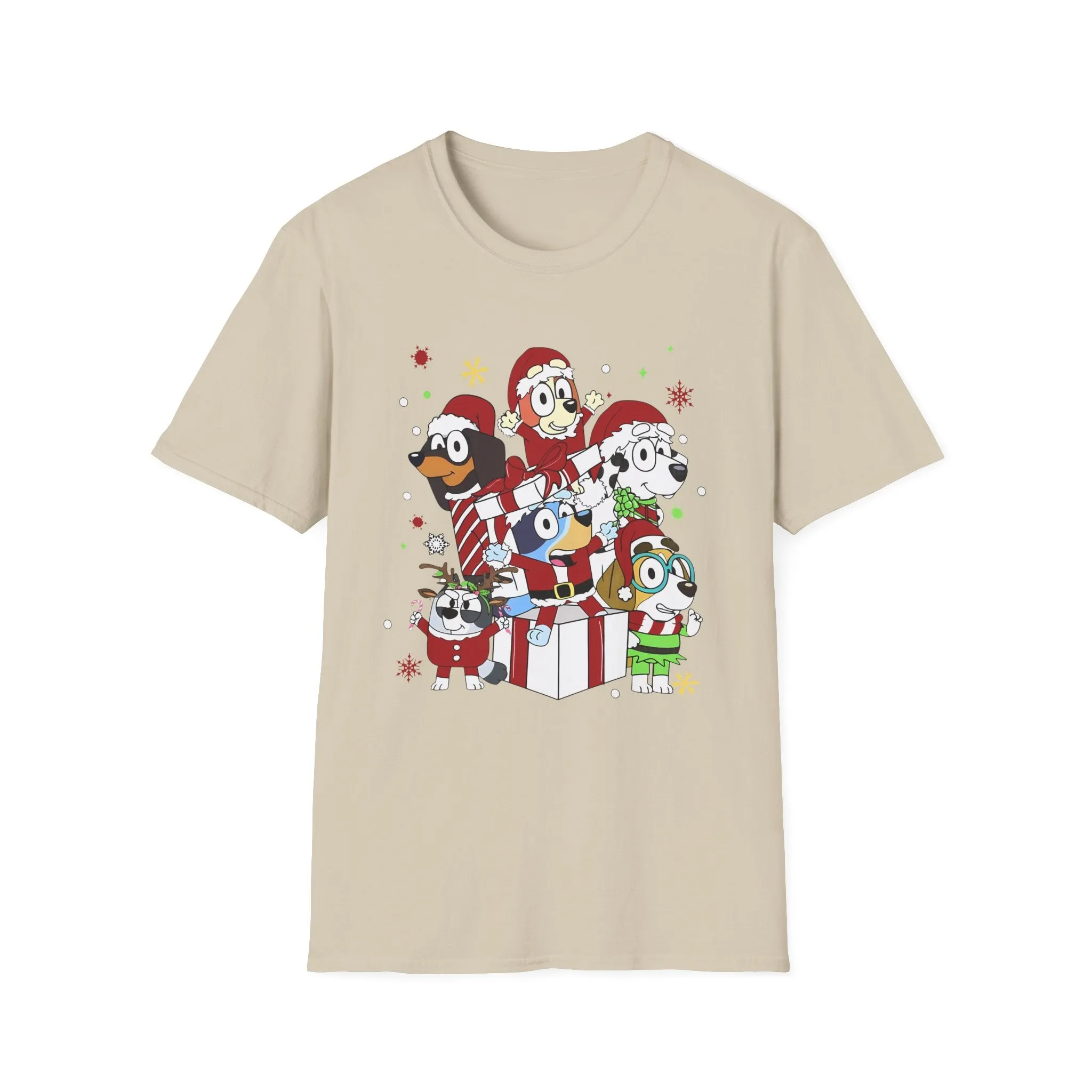 Princess Grace Festive Holiday Dogs T-Shirt - Unisex Softstyle Christmas Tee