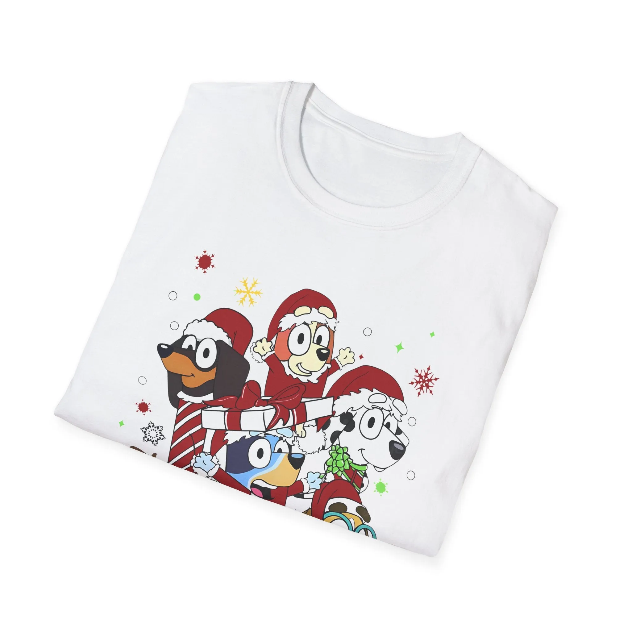 Princess Grace Festive Holiday Dogs T-Shirt - Unisex Softstyle Christmas Tee