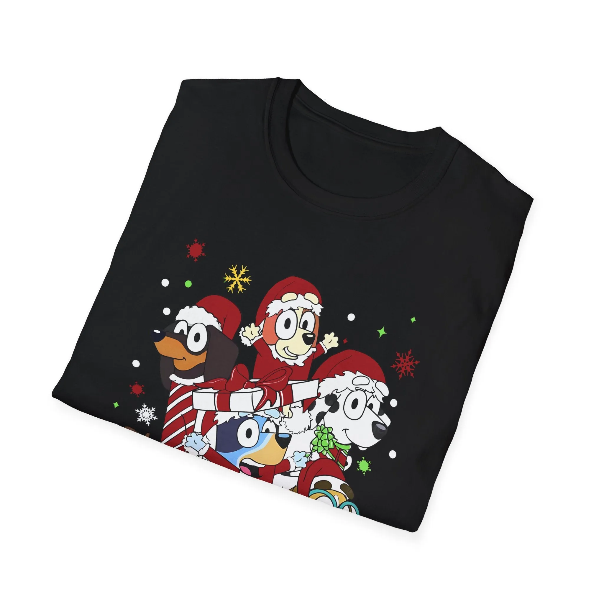 Princess Grace Festive Holiday Dogs T-Shirt - Unisex Softstyle Christmas Tee