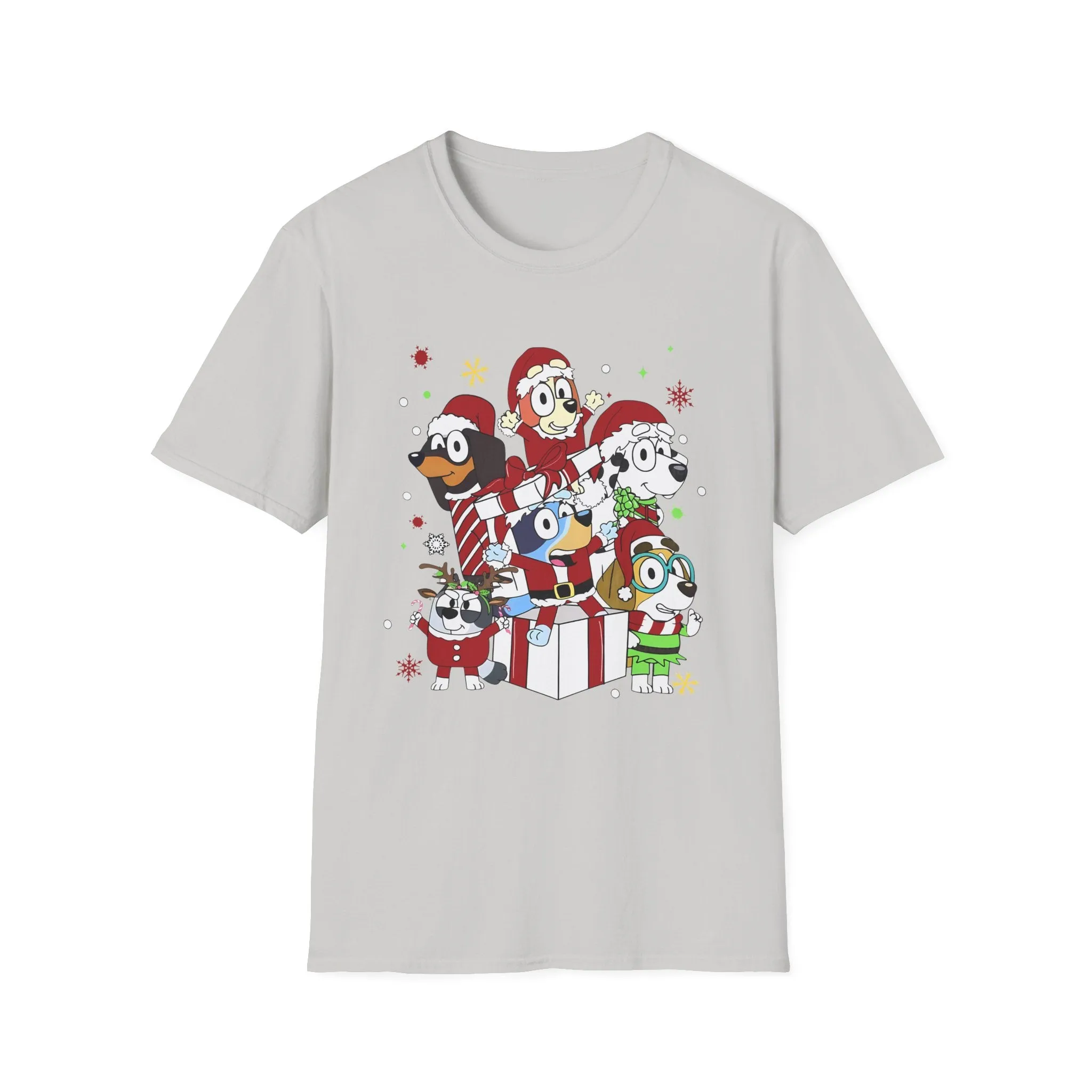 Princess Grace Festive Holiday Dogs T-Shirt - Unisex Softstyle Christmas Tee