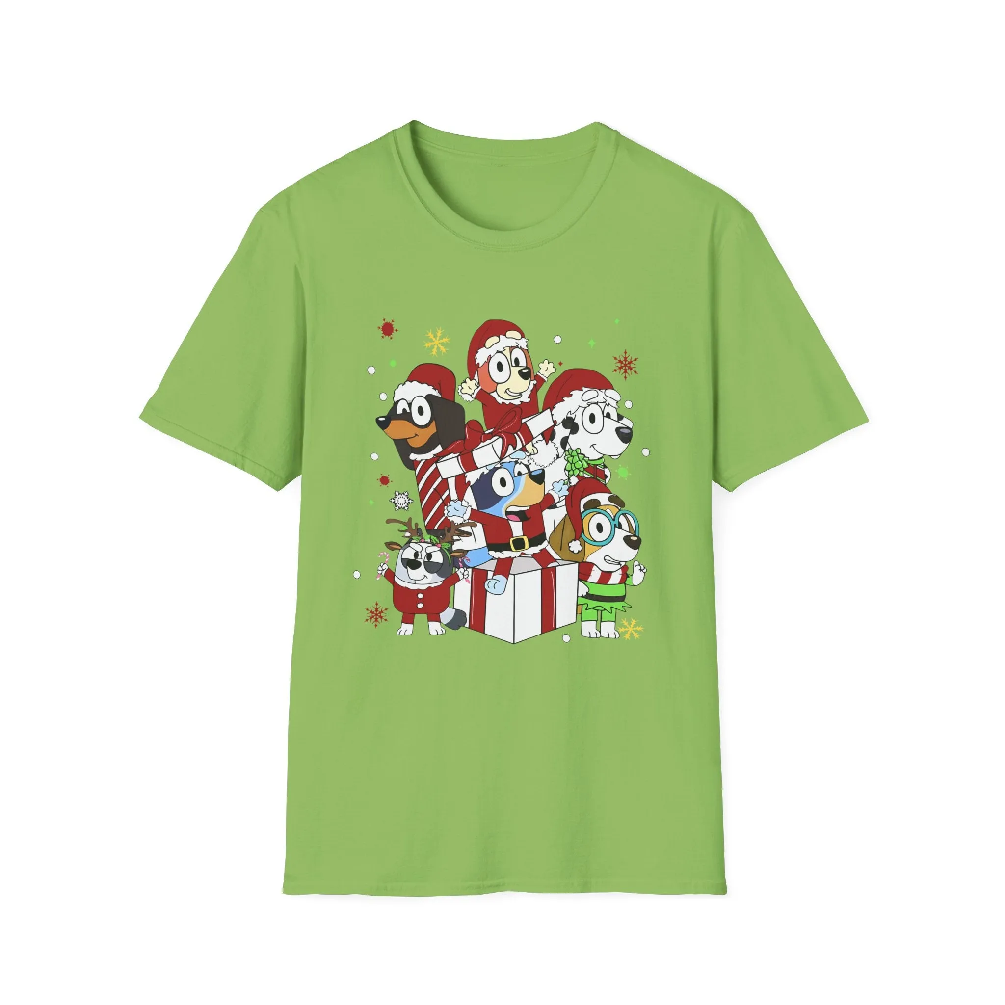 Princess Grace Festive Holiday Dogs T-Shirt - Unisex Softstyle Christmas Tee