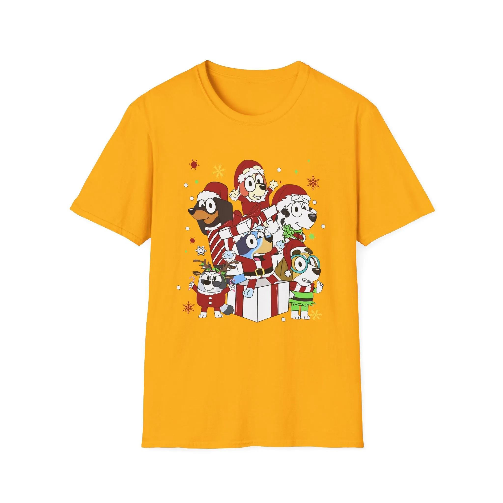 Princess Grace Festive Holiday Dogs T-Shirt - Unisex Softstyle Christmas Tee