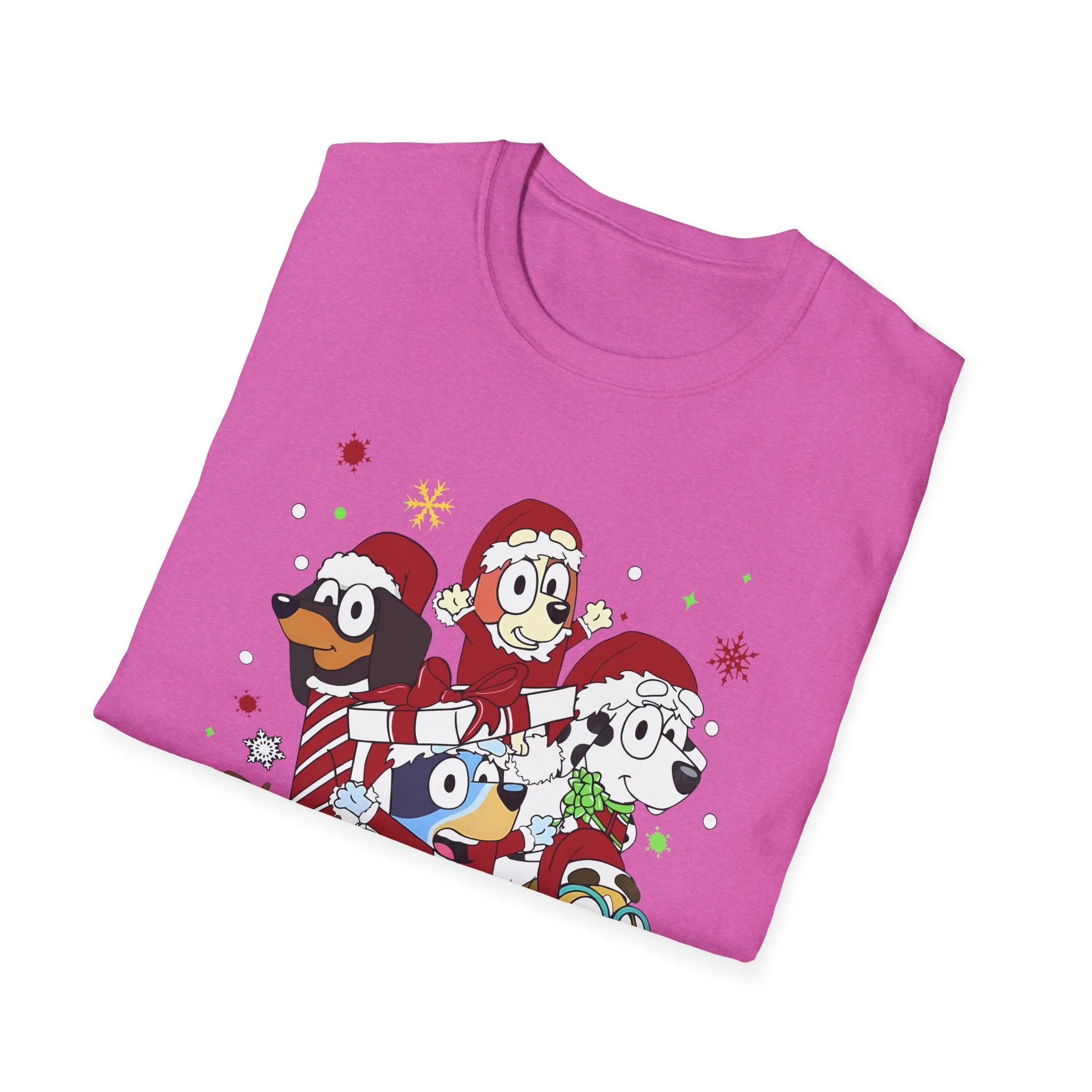 Princess Grace Festive Holiday Dogs T-Shirt - Unisex Softstyle Christmas Tee