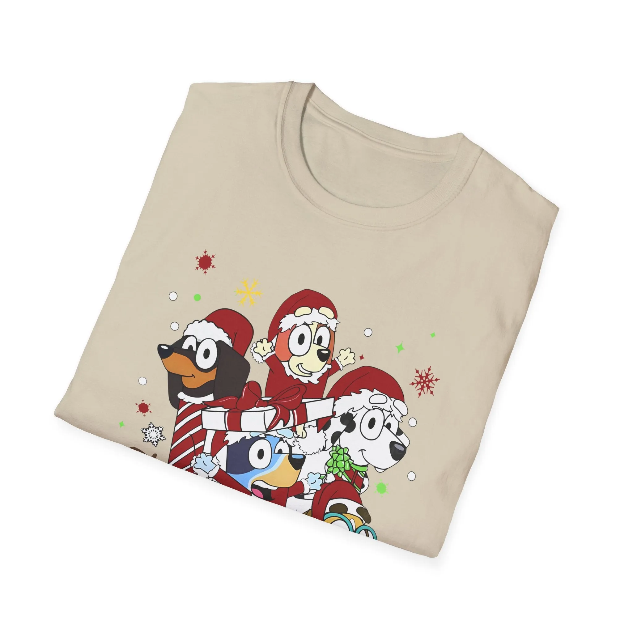 Princess Grace Festive Holiday Dogs T-Shirt - Unisex Softstyle Christmas Tee