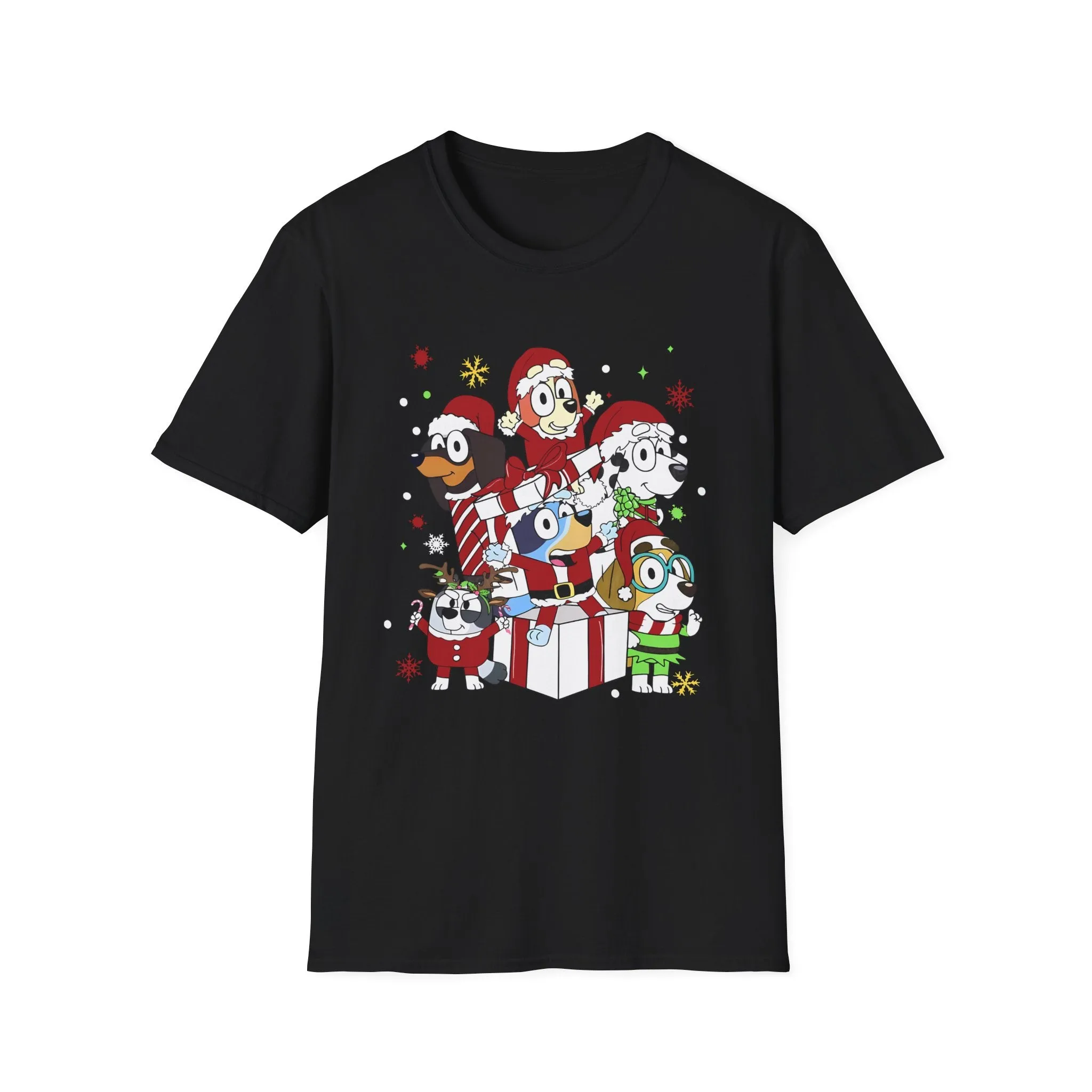 Princess Grace Festive Holiday Dogs T-Shirt - Unisex Softstyle Christmas Tee