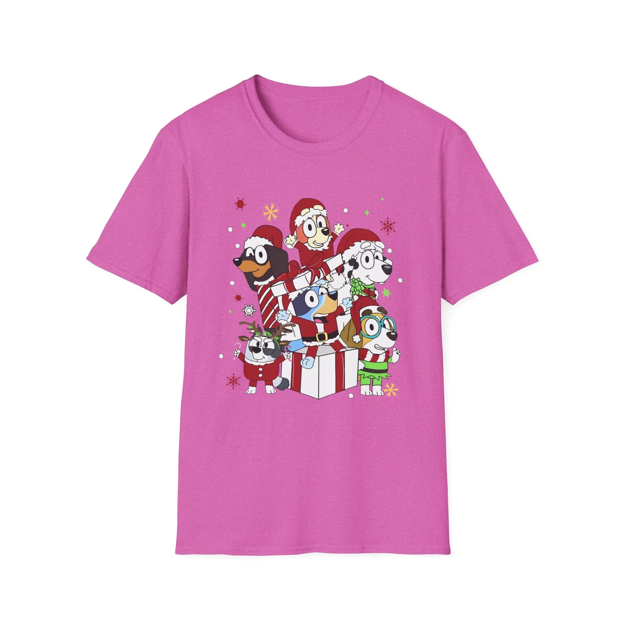 Princess Grace Festive Holiday Dogs T-Shirt - Unisex Softstyle Christmas Tee