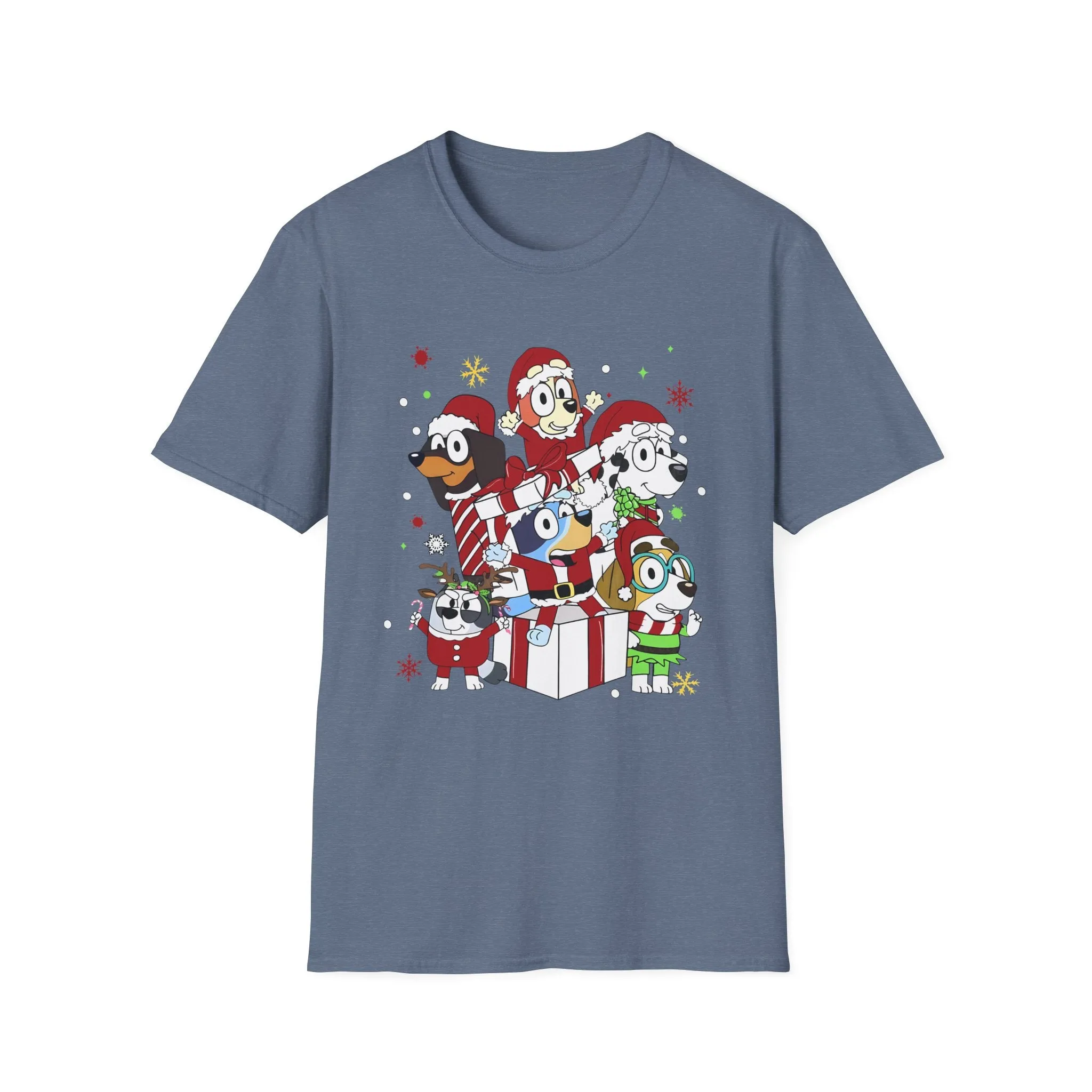 Princess Grace Festive Holiday Dogs T-Shirt - Unisex Softstyle Christmas Tee