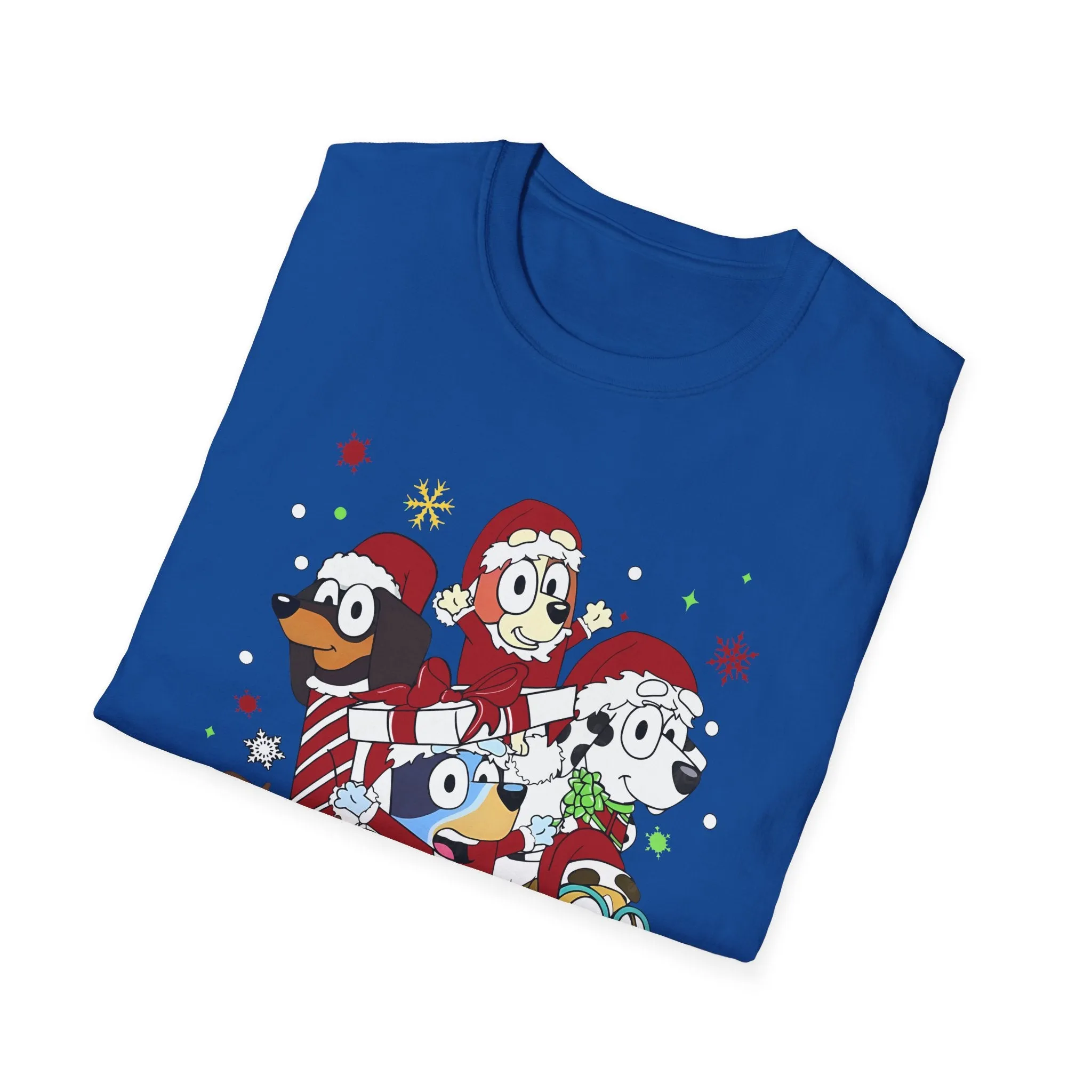 Princess Grace Festive Holiday Dogs T-Shirt - Unisex Softstyle Christmas Tee