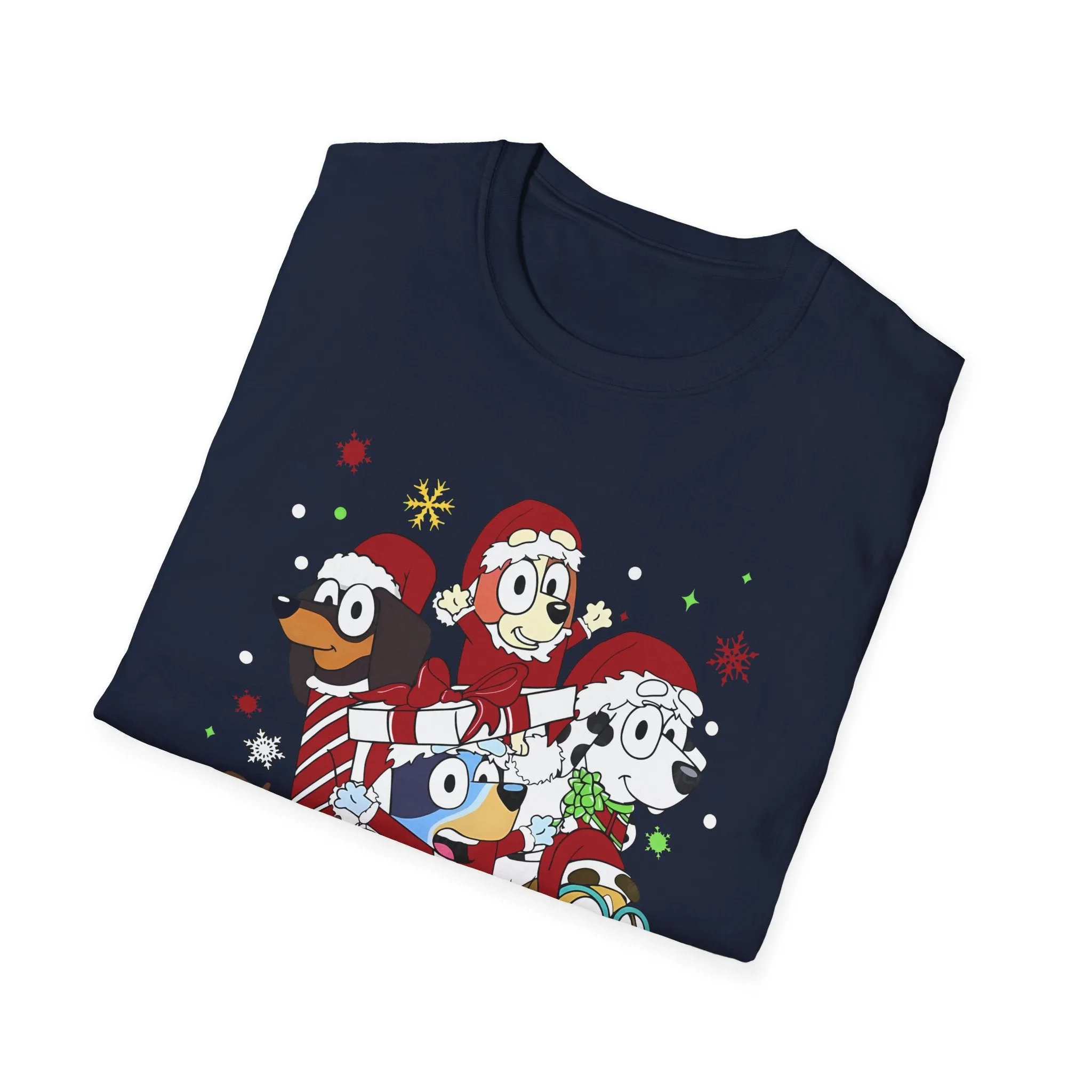 Princess Grace Festive Holiday Dogs T-Shirt - Unisex Softstyle Christmas Tee