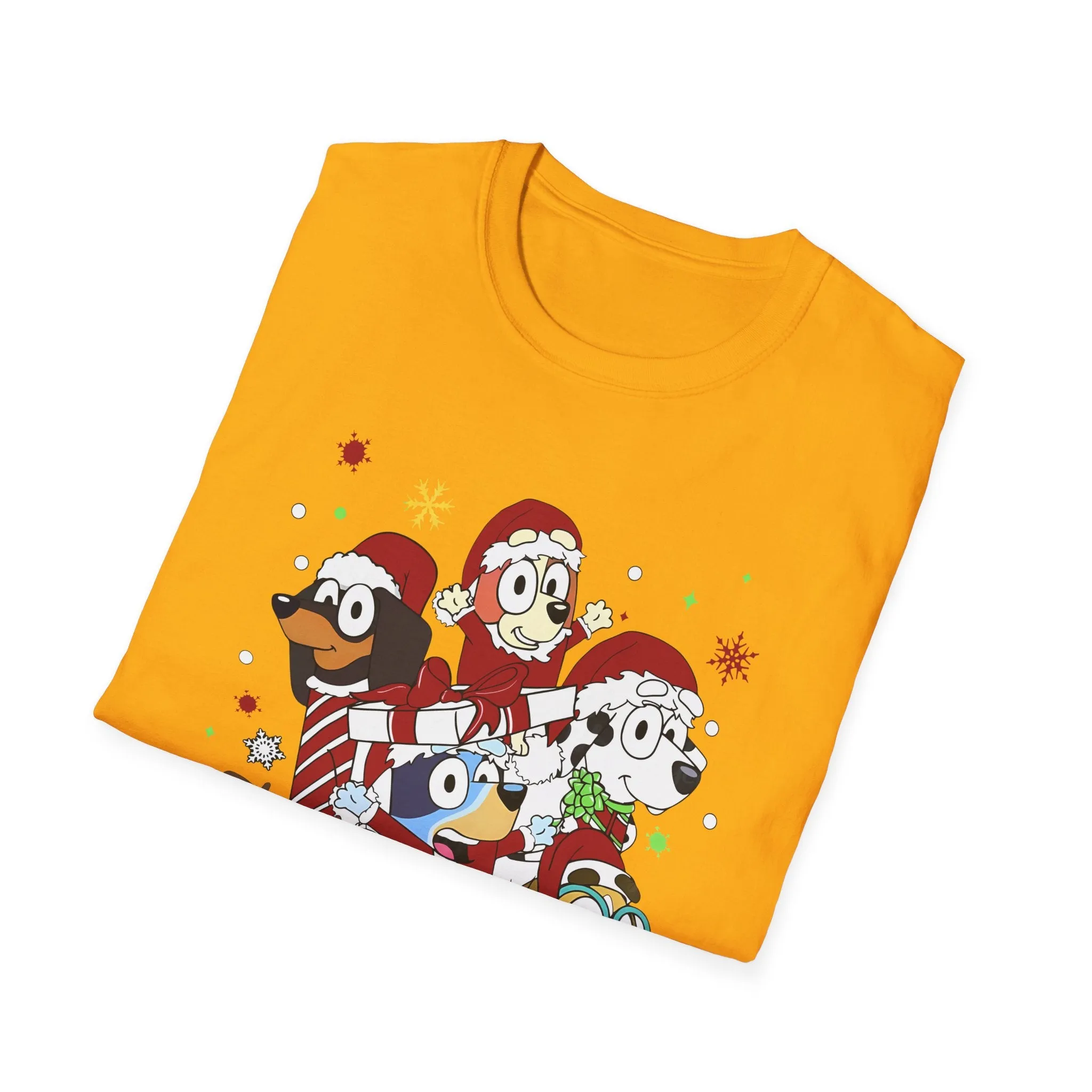 Princess Grace Festive Holiday Dogs T-Shirt - Unisex Softstyle Christmas Tee