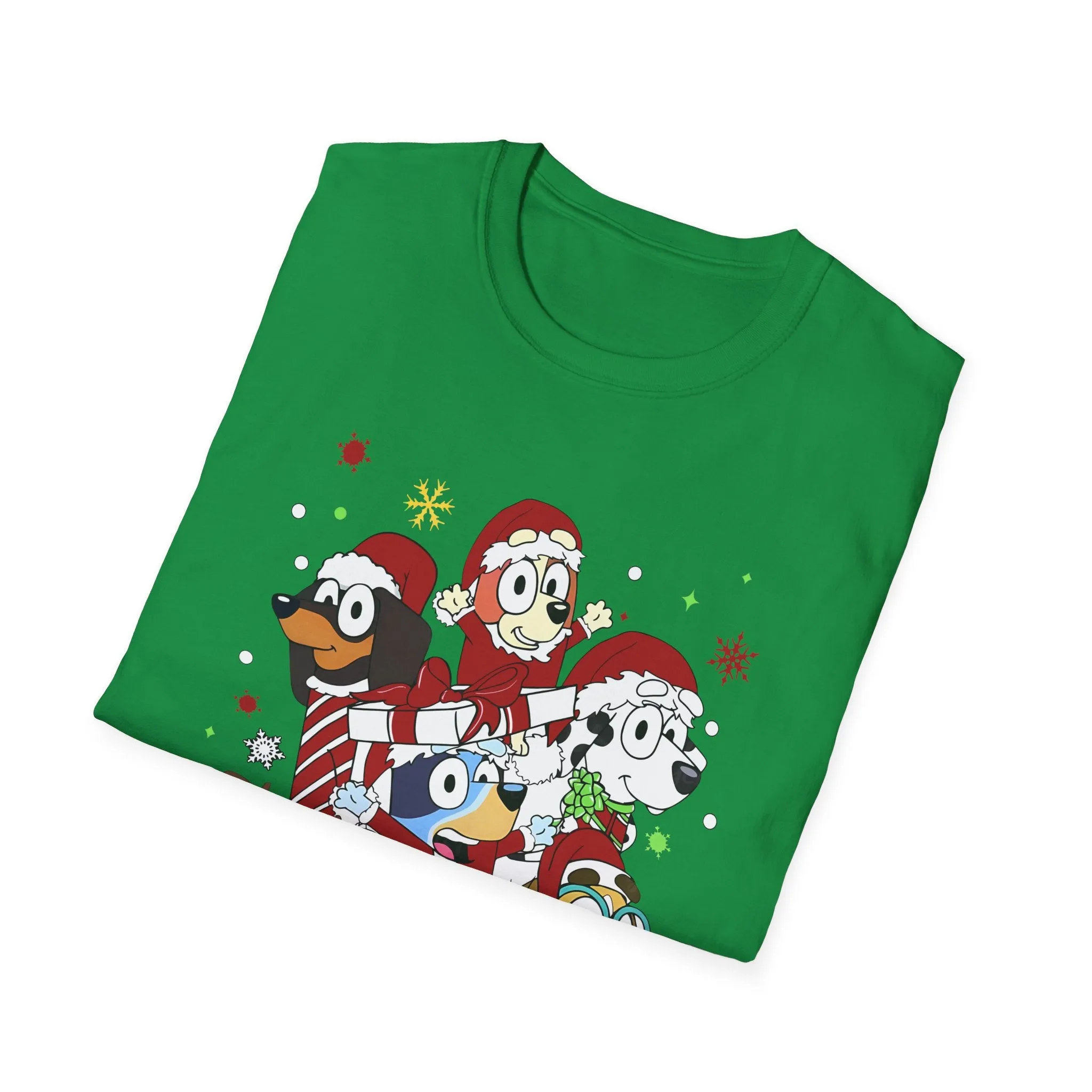 Princess Grace Festive Holiday Dogs T-Shirt - Unisex Softstyle Christmas Tee