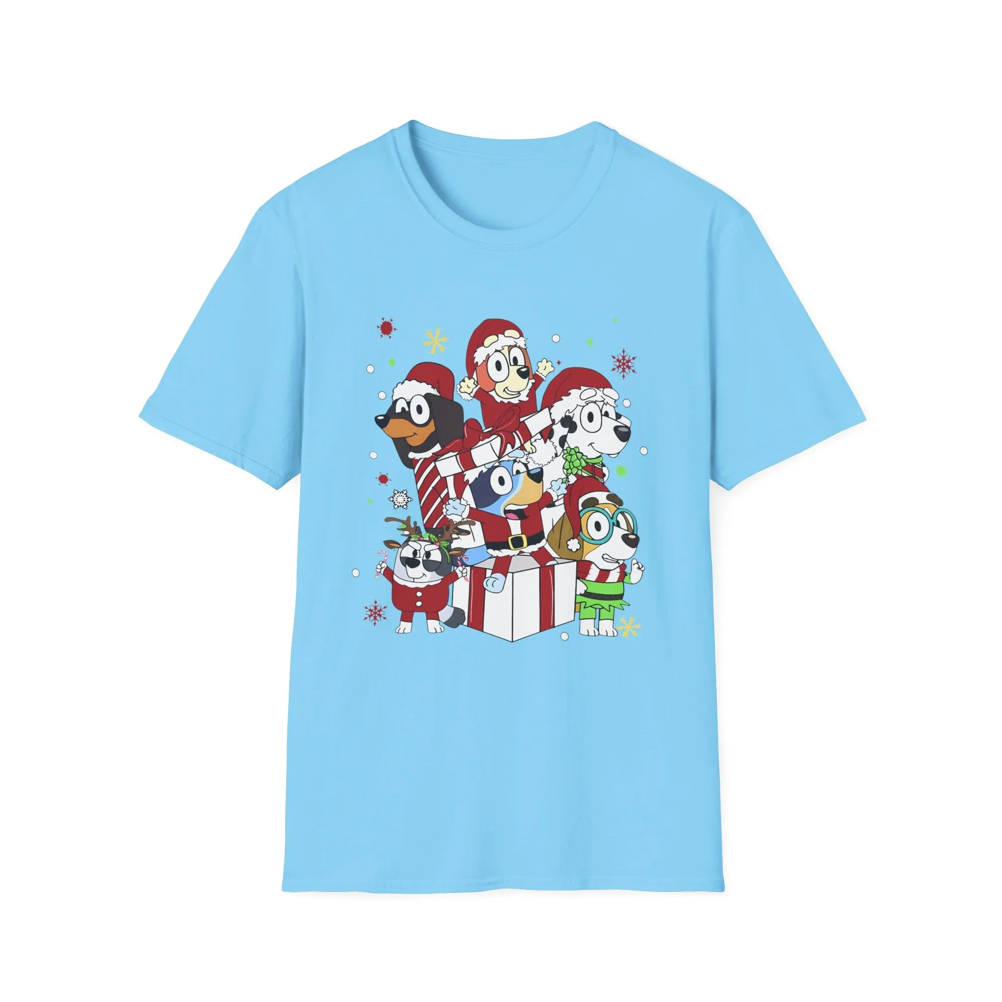 Princess Grace Festive Holiday Dogs T-Shirt - Unisex Softstyle Christmas Tee