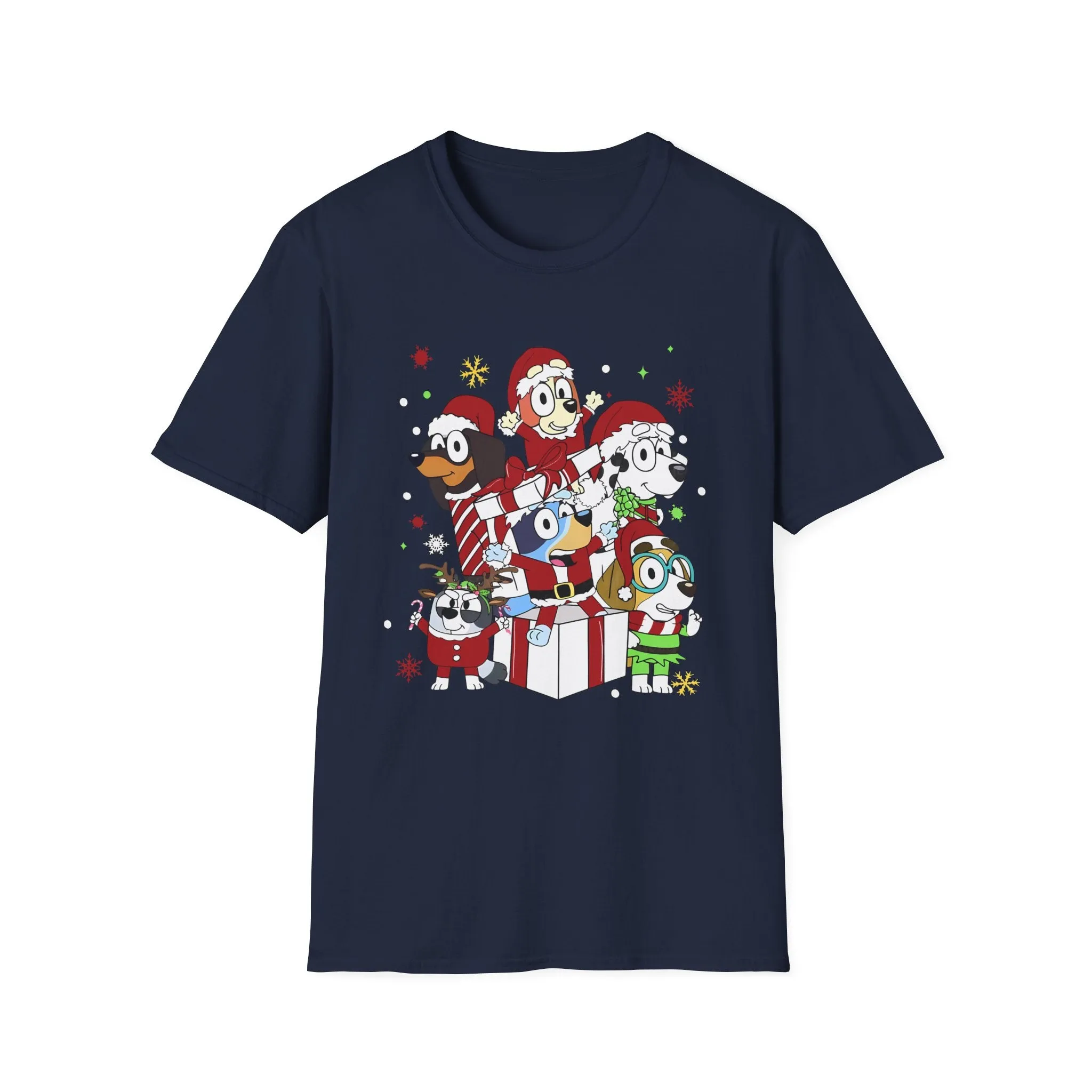 Princess Grace Festive Holiday Dogs T-Shirt - Unisex Softstyle Christmas Tee
