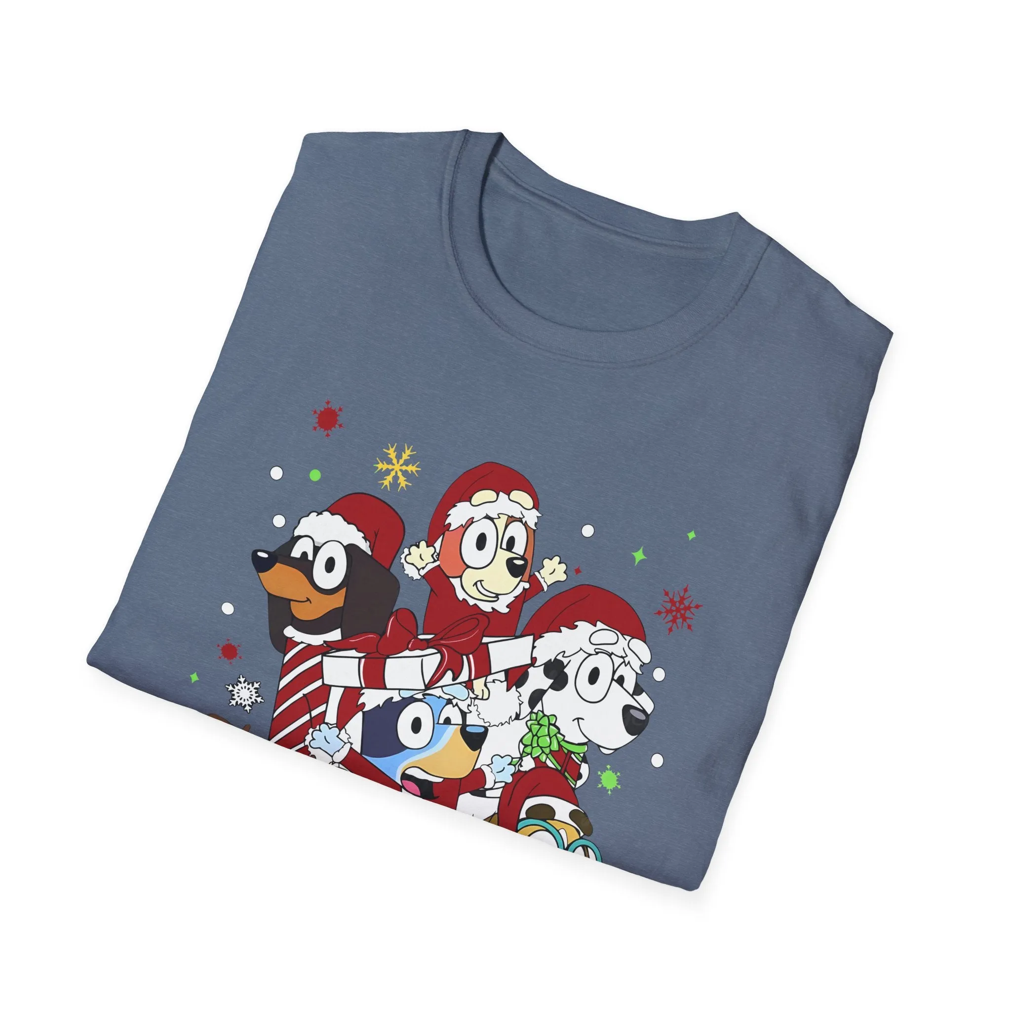 Princess Grace Festive Holiday Dogs T-Shirt - Unisex Softstyle Christmas Tee