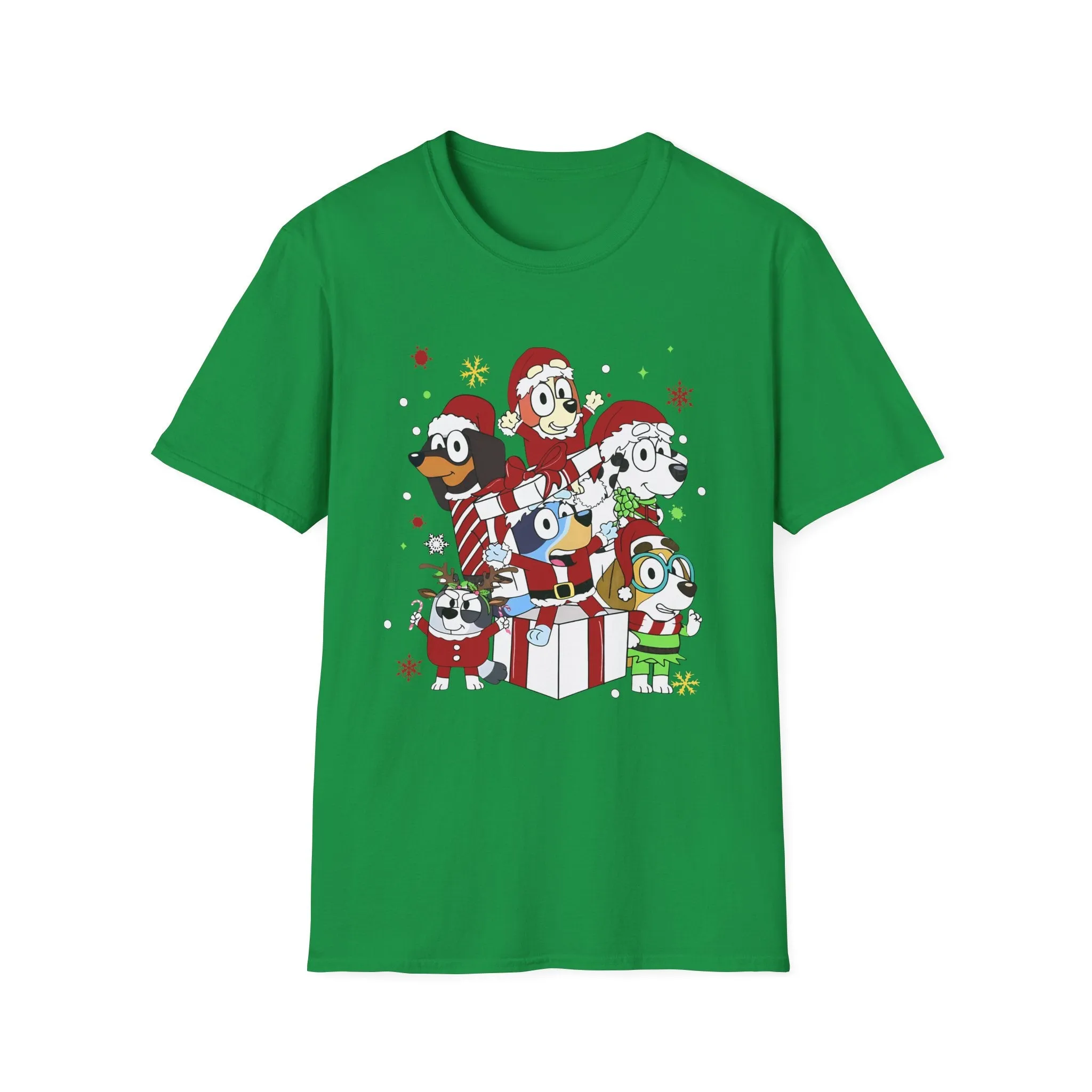 Princess Grace Festive Holiday Dogs T-Shirt - Unisex Softstyle Christmas Tee