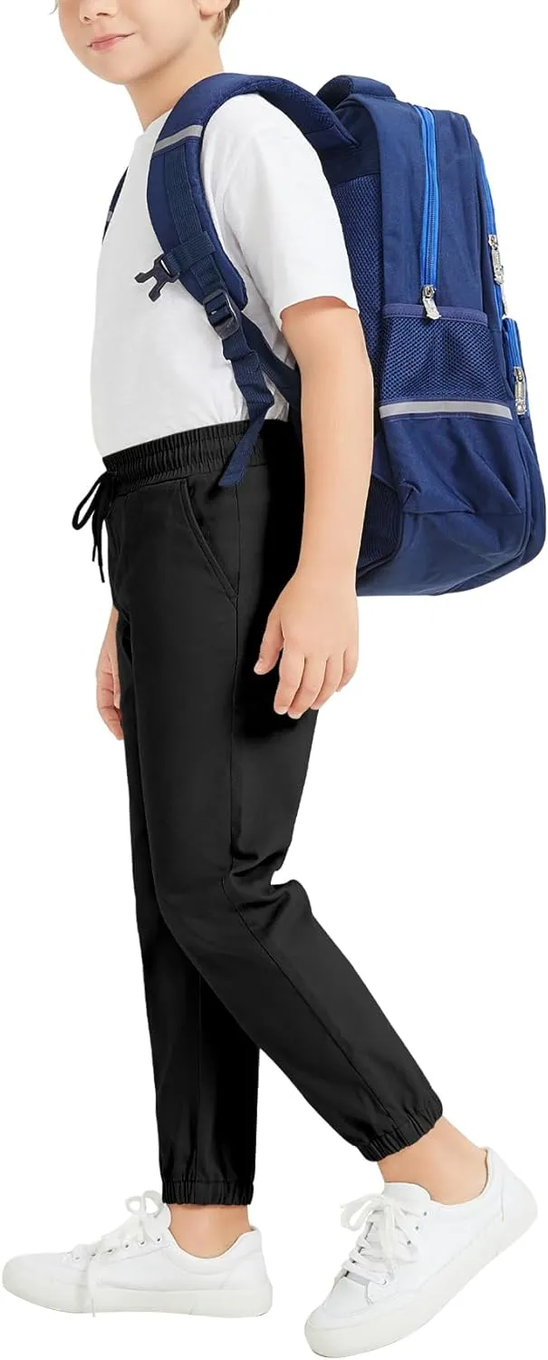QBK Pull on Stretch School Uniform Pant Jogger Pants for Toddler to Youth Boys and Girls