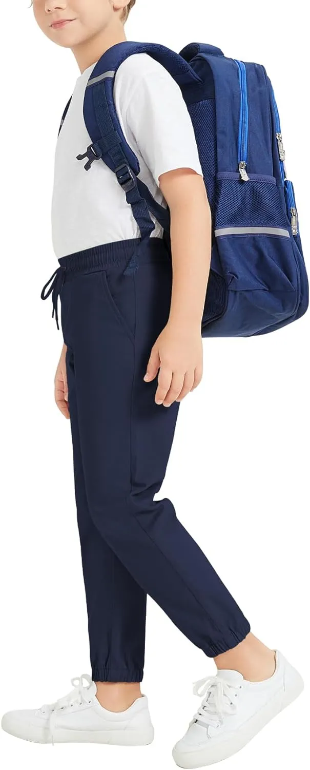 QBK Pull on Stretch School Uniform Pant Jogger Pants for Toddler to Youth Boys and Girls