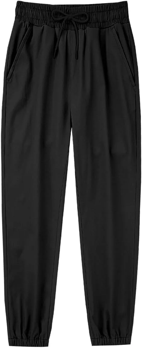 QBK Pull on Stretch School Uniform Pant Jogger Pants for Toddler to Youth Boys and Girls