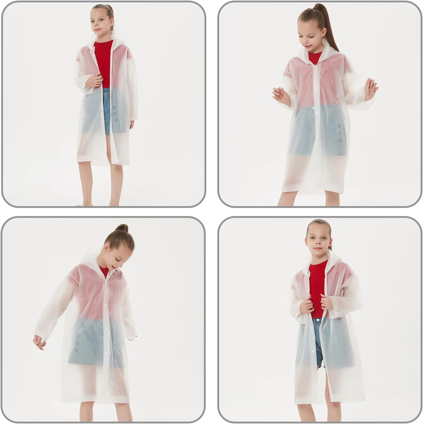 Rain Ponchos Raincoats for Kids, Reusable Boys Girls Rain Jackets Emergency with Hood for Family Disney Travel Outdoor