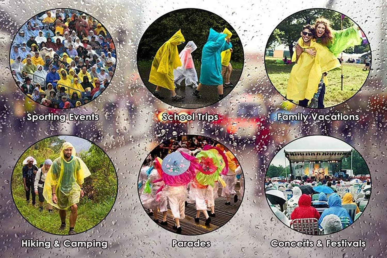Rain Ponchos Raincoats for Kids, Reusable Boys Girls Rain Jackets Emergency with Hood for Family Disney Travel Outdoor