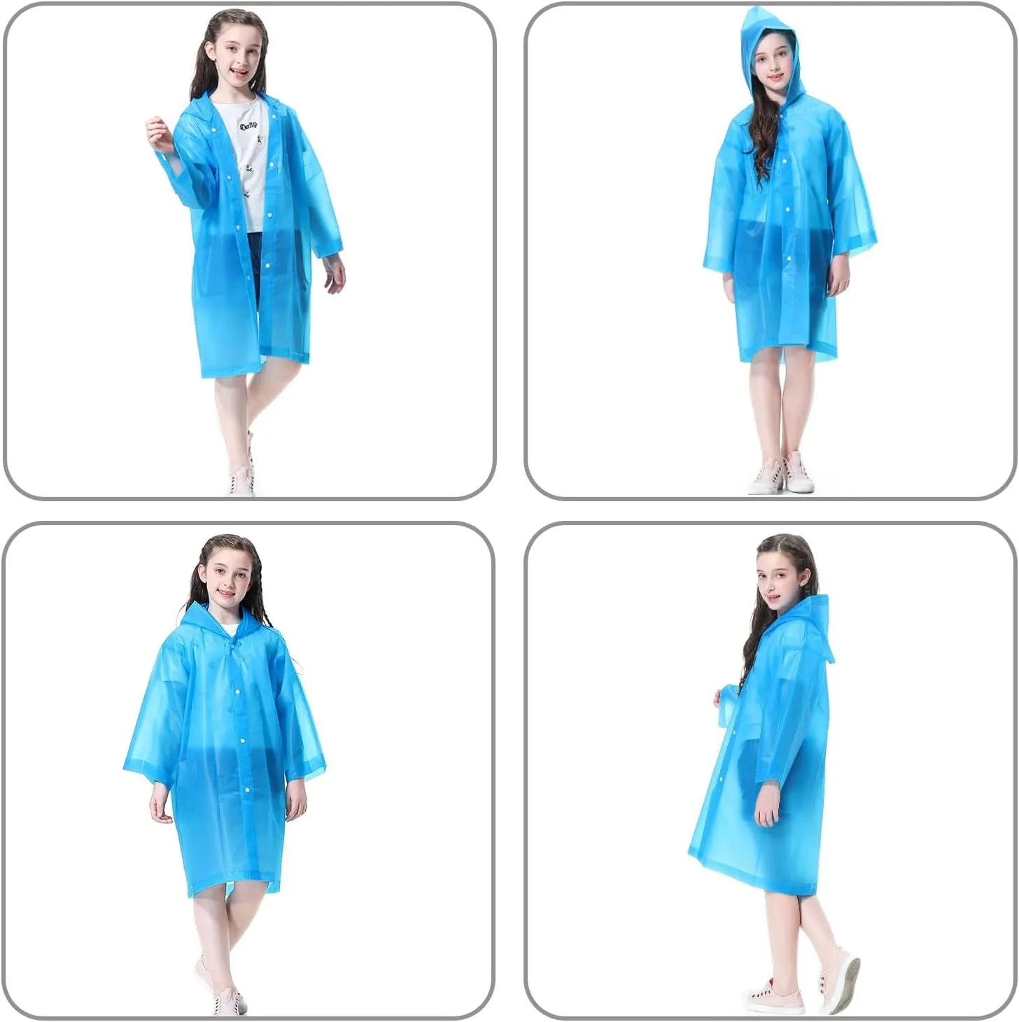 Rain Ponchos Raincoats for Kids, Reusable Boys Girls Rain Jackets Emergency with Hood for Family Disney Travel Outdoor