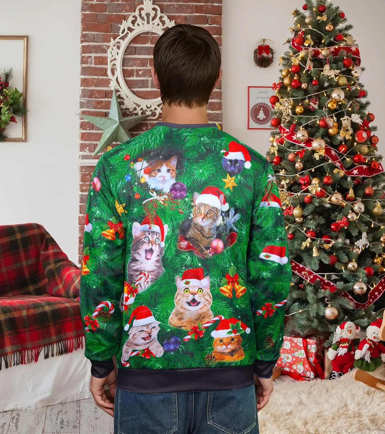 RAISEVERN Ugly Christmas Sweatshirt for Women Men Funny Novelty Pullover Tops for Holiday