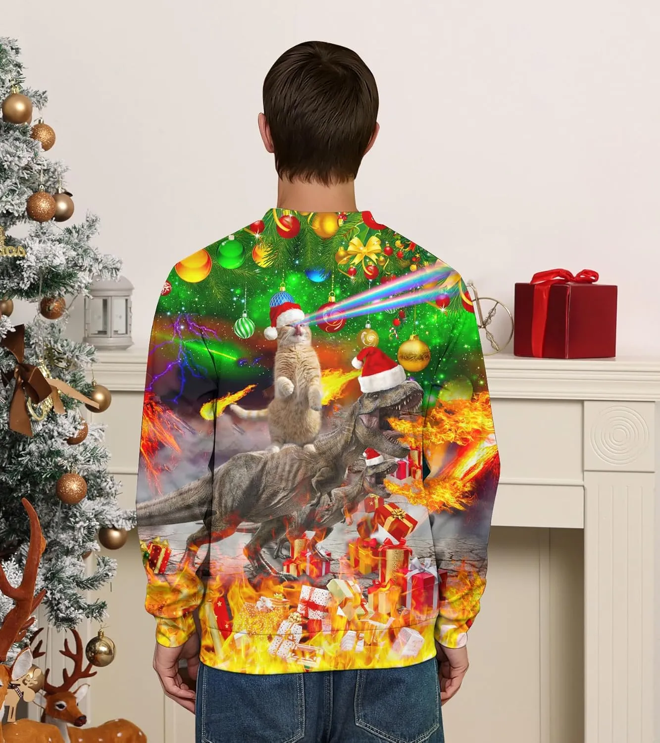 RAISEVERN Ugly Christmas Sweatshirt for Women Men Funny Novelty Pullover Tops for Holiday