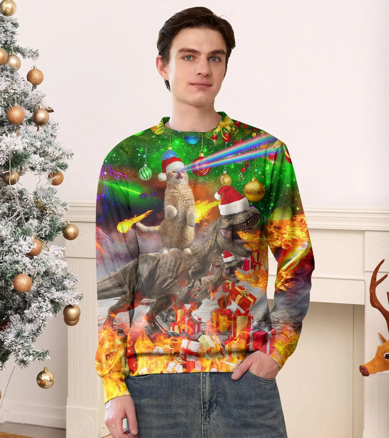 RAISEVERN Ugly Christmas Sweatshirt for Women Men Funny Novelty Pullover Tops for Holiday