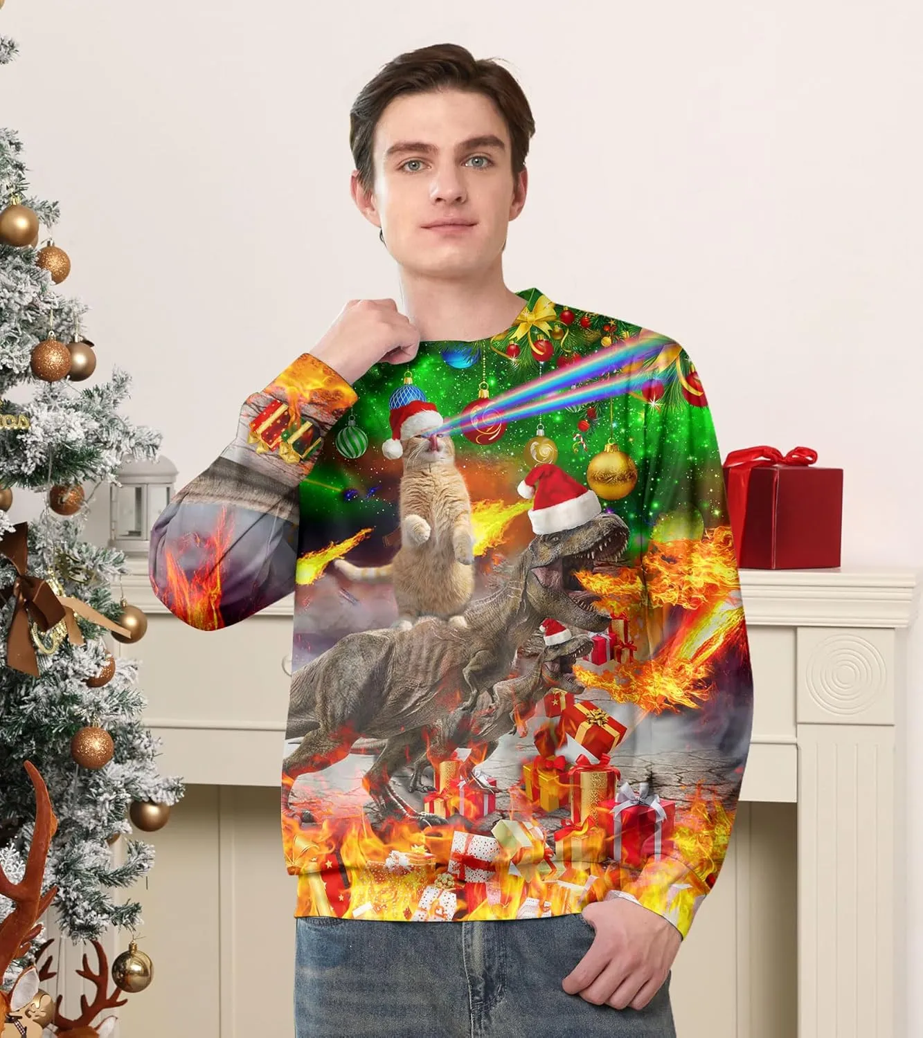 RAISEVERN Ugly Christmas Sweatshirt for Women Men Funny Novelty Pullover Tops for Holiday