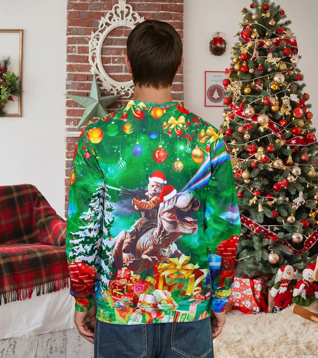 RAISEVERN Ugly Christmas Sweatshirt for Women Men Funny Novelty Pullover Tops for Holiday