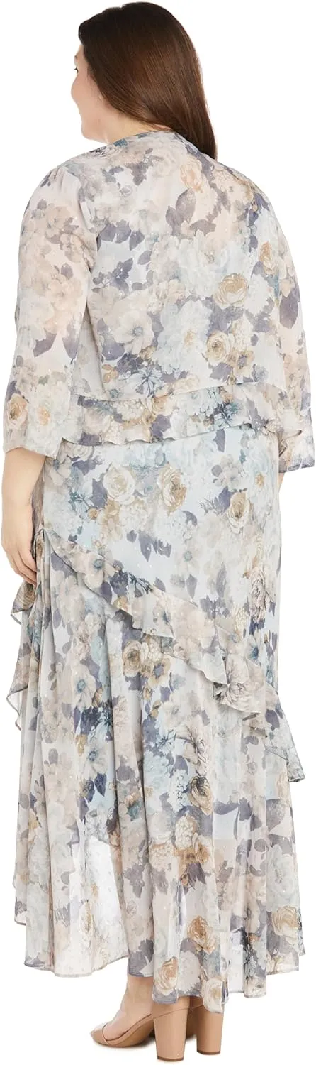 R&M Richards Women's Shimmer Bloom Hi-Lo Dress Set