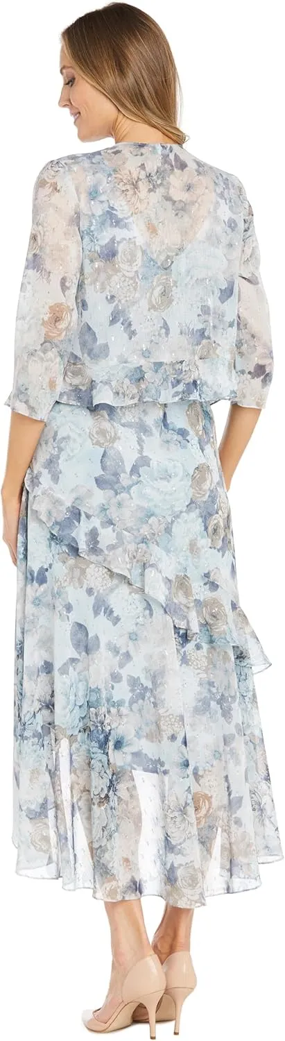 R&M Richards Women's Shimmer Bloom Hi-Lo Dress Set