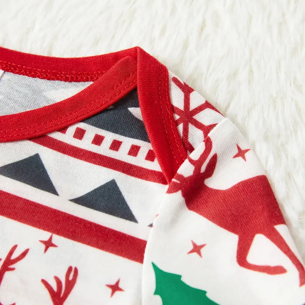 Reindeer Family Matching PJS Christmas Snowflake Print Pajama Sleepwear Xmas Pyjamas