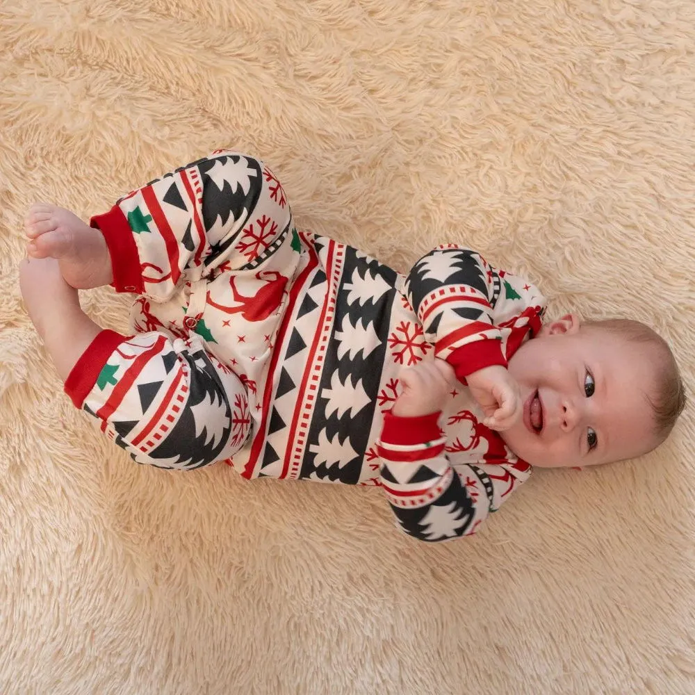 Reindeer Family Matching PJS Christmas Snowflake Print Pajama Sleepwear Xmas Pyjamas