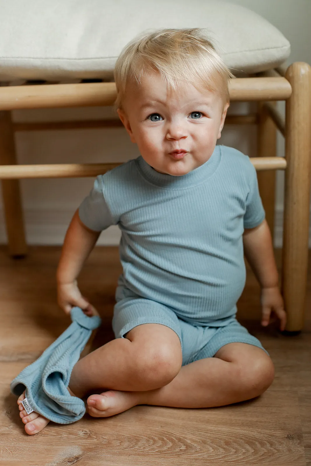 Seaspray Ribbed Solid 2 Piece Bamboo Pajama Set