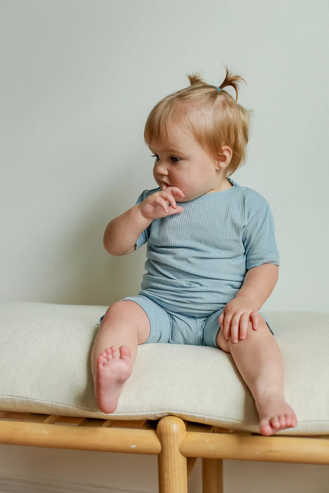 Seaspray Ribbed Solid 2 Piece Bamboo Pajama Set