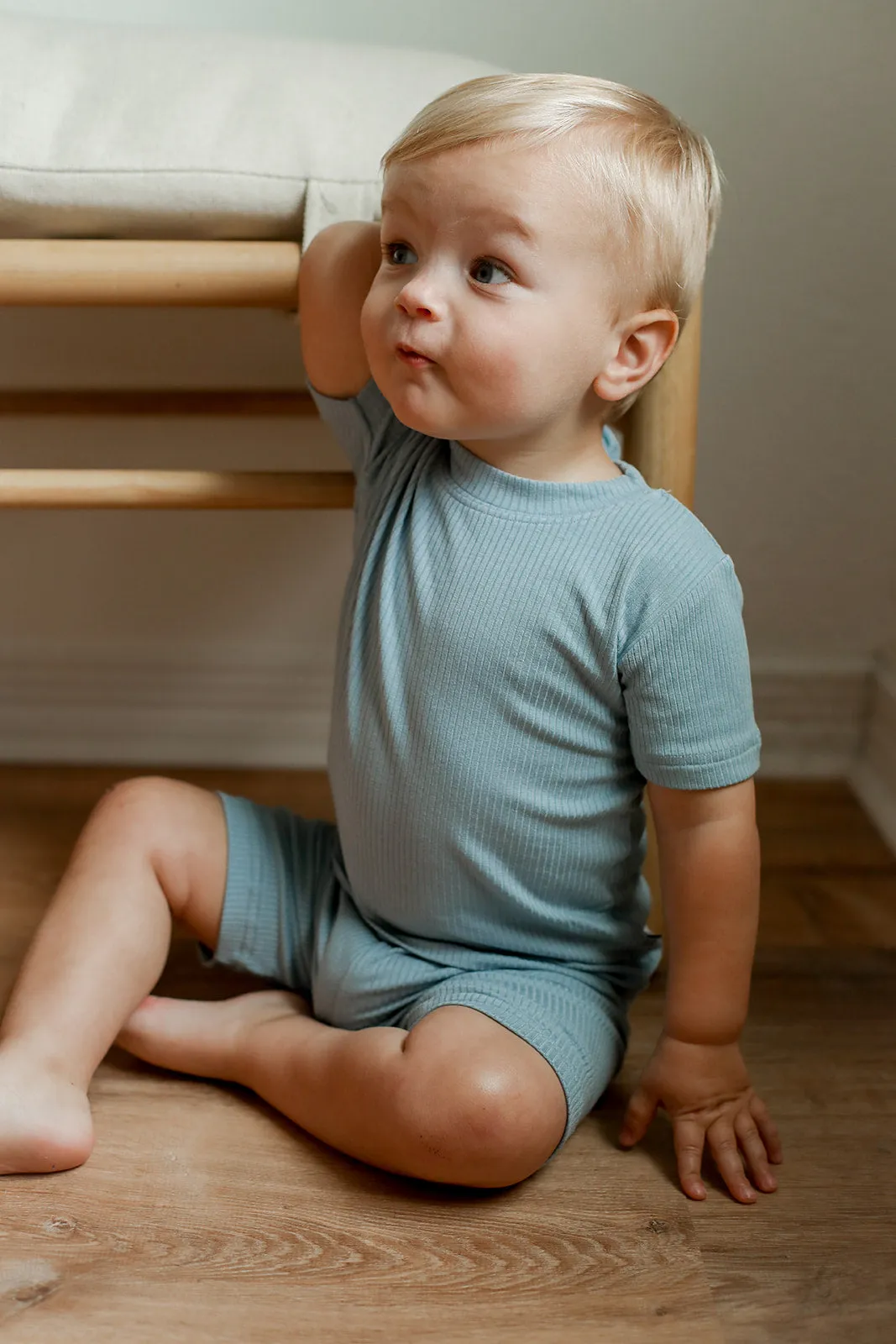 Seaspray Ribbed Solid 2 Piece Bamboo Pajama Set