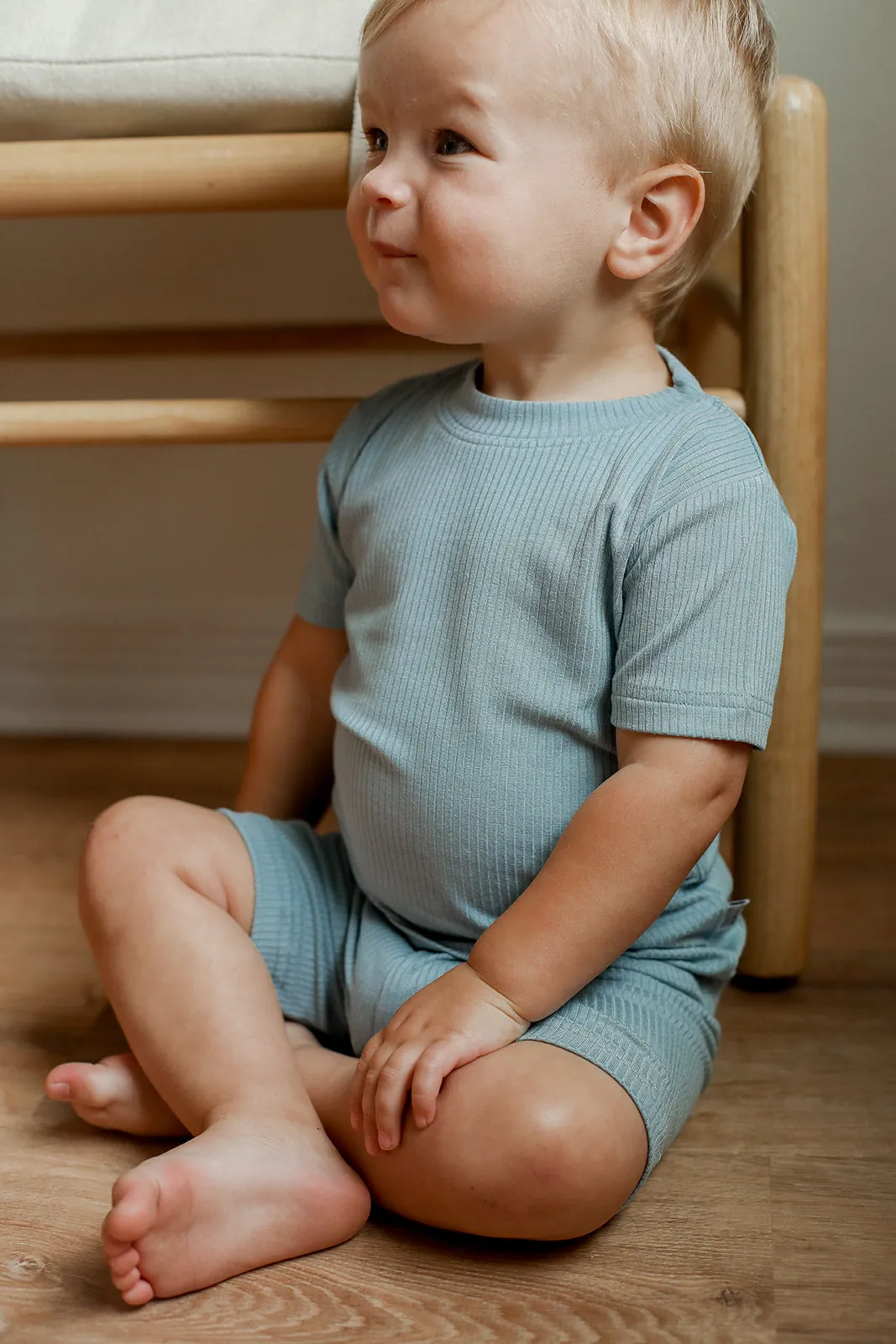 Seaspray Ribbed Solid 2 Piece Bamboo Pajama Set