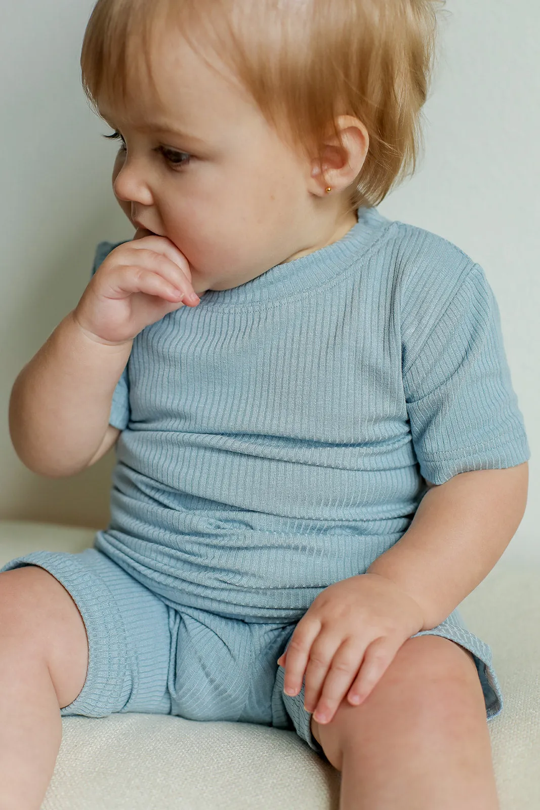 Seaspray Ribbed Solid 2 Piece Bamboo Pajama Set