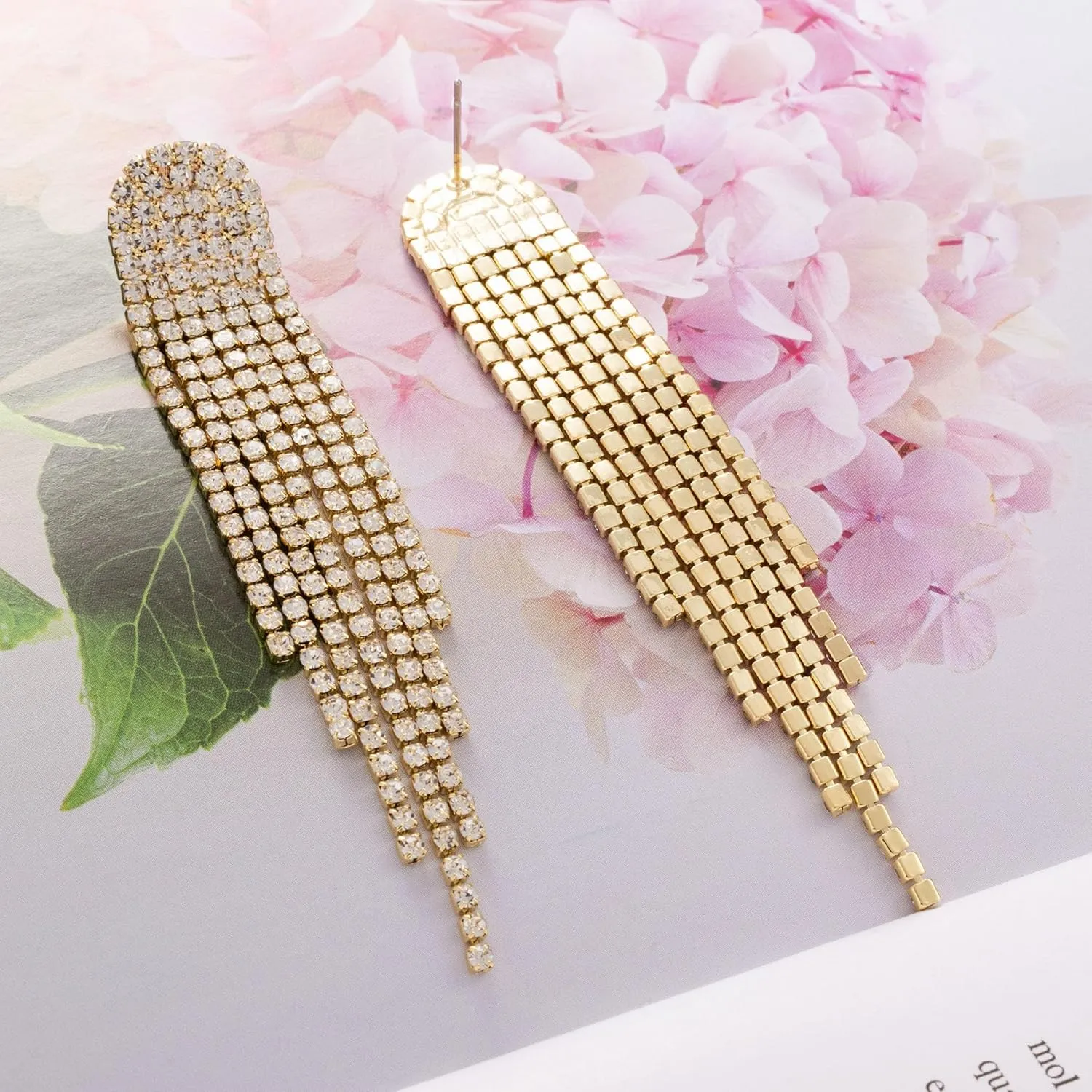 SELOVO Rhinestone Crystal Tassel Long Sparkle Dangle Earrings 2.8"/3.3" Wedding Party Dangling Earrings