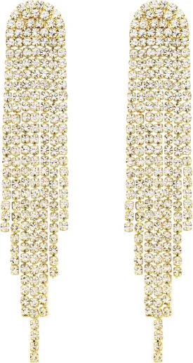 SELOVO Rhinestone Crystal Tassel Long Sparkle Dangle Earrings 2.8"/3.3" Wedding Party Dangling Earrings
