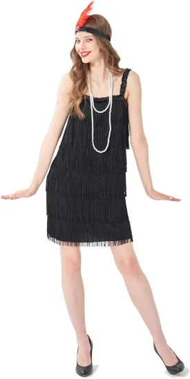 Sincere Party Roaring the 20s Flapper Costume for Women,Great Gatsby Flapper Dresses with Necklace and Headband
